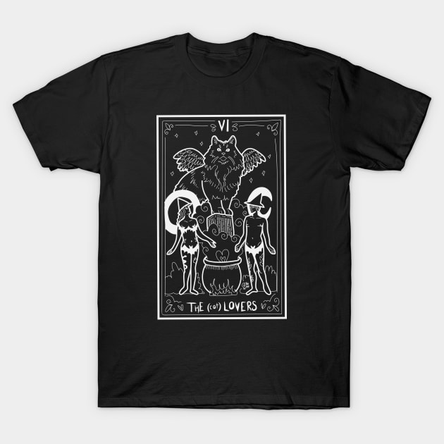 "The (cat) Lovers" Halloween Tarot Lovers T-Shirt by Boreal-Witch
